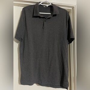 Lululemon Polo Shirt Mens Large Gray Short Sleeve Performance Stretch